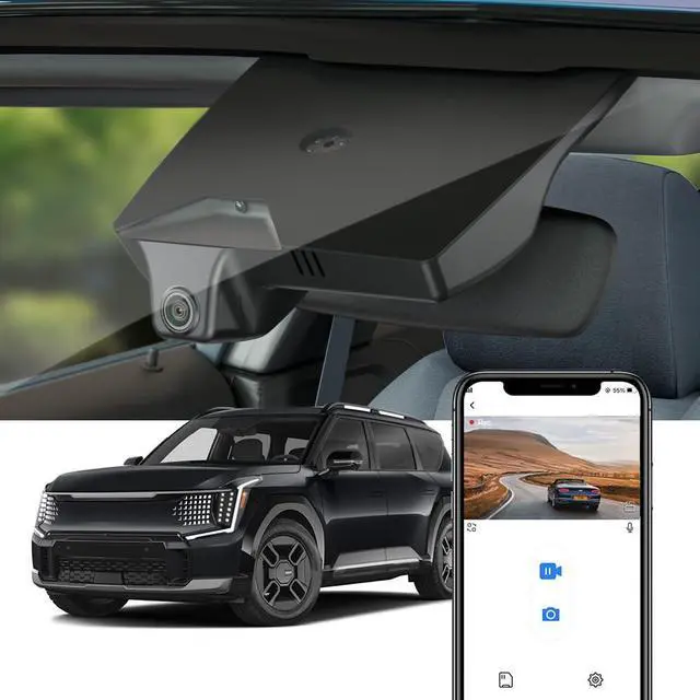 Main image of 4K Dash Cam Suitable for Kia EV9 2023-2026 Wind Land GT-Line (Part No#DO000), OEM Factory Look, UHD 2160P Video, Built-in WiFi & APP, Loop Recording, G-Sensor, Easy to Install, 64GB Card