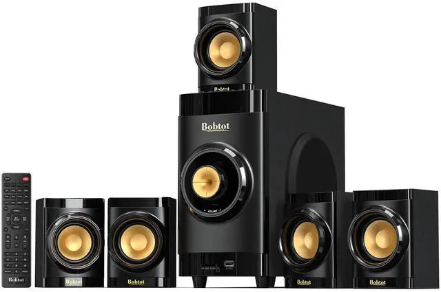 Main image of Small Subwoofer Home Theater for TV Surround System 5 Wired Speakers Amplifier 4 inch Woofer Built-in Receiver Support ARC Optical Bluetooth Input for Projector