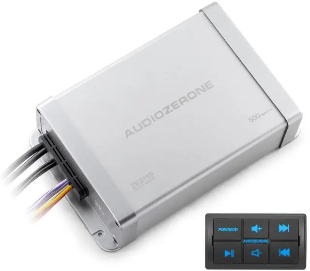 Main image of Marine Bluetooth Amplifier car Audio System Waterproof Multi-Function Remote Class D Amp ATV UTV Amp 4 Channel Output (Silvery)