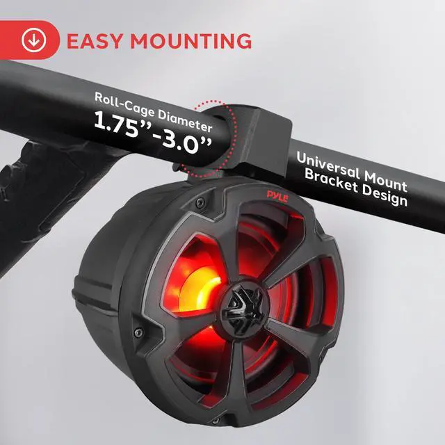 Alt view image 4 of 4 - 6.5 Off-Road Speakers, 1200W Marine Grade Speakers with RGB Lights & Remote, Amplified Vehicle Speakers for ATV, UTV Sound System, 4x4, Jeep & Marine Watercraft, Bluetooth, Aux Input