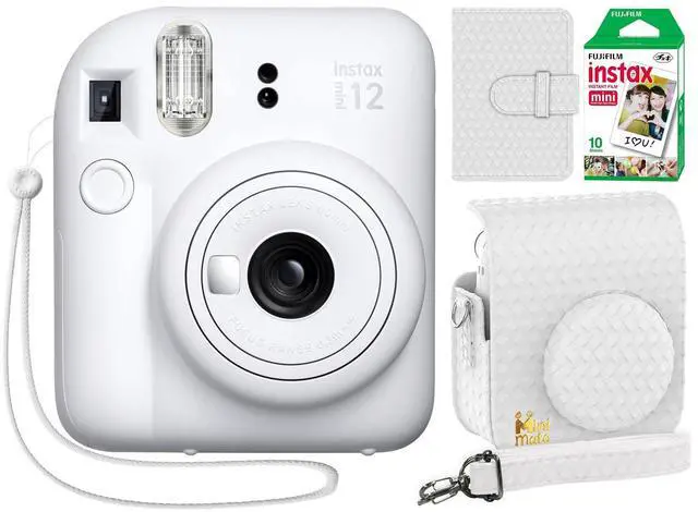 Main image of Instax Mini 12 Instant Camera Clay White + Minimate Custom Designed Case + Fuji Instax Film 10 Sheets & Photo Album