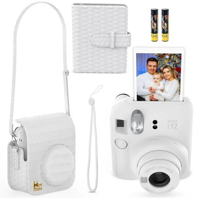Alt view image 2 of 4 - Instax Mini 12 Instant Camera Clay White + Minimate Custom Designed Case + Fuji Instax Film 10 Sheets & Photo Album