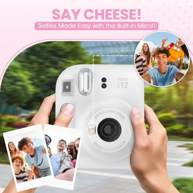 Alt view image 3 of 4 - Instax Mini 12 Instant Camera Clay White + Minimate Custom Designed Case + Fuji Instax Film 10 Sheets & Photo Album