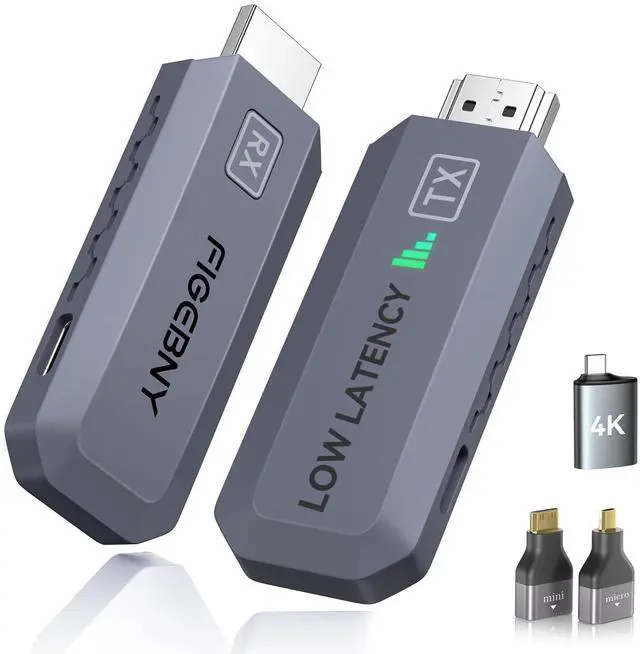 Main image of Wireless HDMI Transmitter and Receiver 4K Decode 1080P Output Ultra Low Latency,Plug&Play 2.4G/5G Portable Extender, 165FT HD Display Adapter for TV Box/PC/Laptop/Projector/DV/Camera Grey