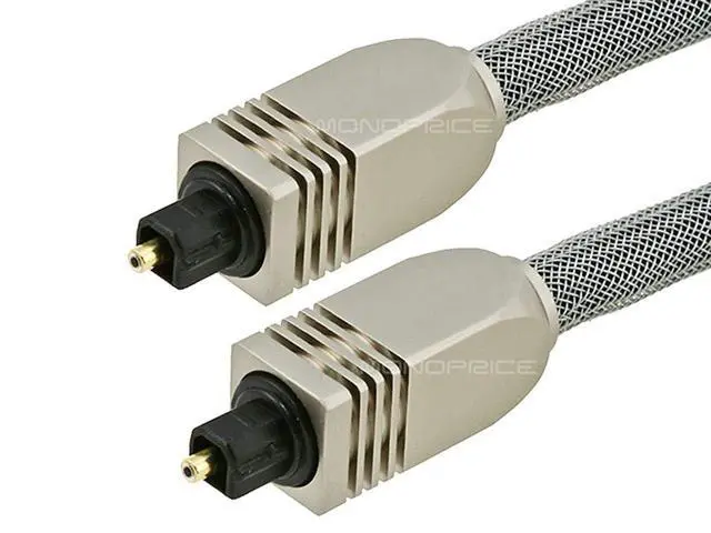 Alt view image 2 of 3 - 103448 Premium S/PDIF (Toslink) Digital Optical Audio Cable - Silver - 75ft | Heavy Duty Mesh Jacket, Metal Connector Heads, for Play Station, Xbox one, Home Theater & More Gray