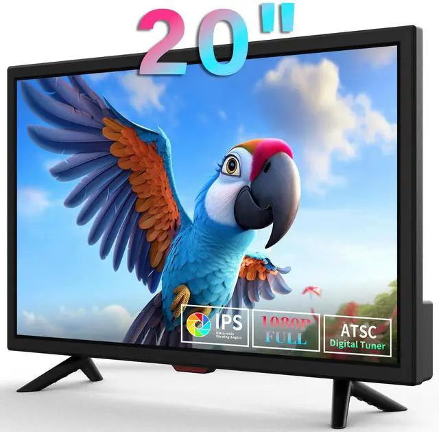 Main image of TV 20 inch,Small Kitchen Flat Screen TV with Headphones Port,HDMI,USB and VGA Ports,DV-12V Cable & AC Adapter for use in Your Bedroom & Caravan (Full View Television)