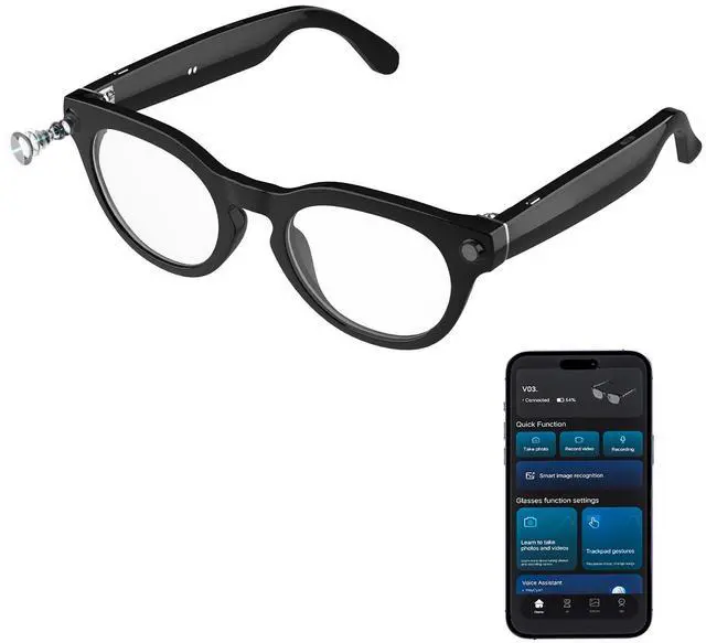 Main image of AI Smart Glasses with 8MP Camera, Continuous 12-Min 1200P Video Recording, Real-Time Translation & Voice Assistant, Open-Ear Bluetooth Audio for Vlogging, Travel & Meetings