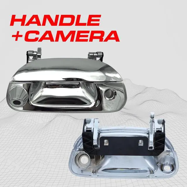 Alt view image 2 of 4 - Chrome Tailgate Handle with Backup Camera Replacement for Ford F150 F250 F350 F450 F550 (1997-2007) | IP68 Waterproof | Parking Grid Lines Available | Easy to Install