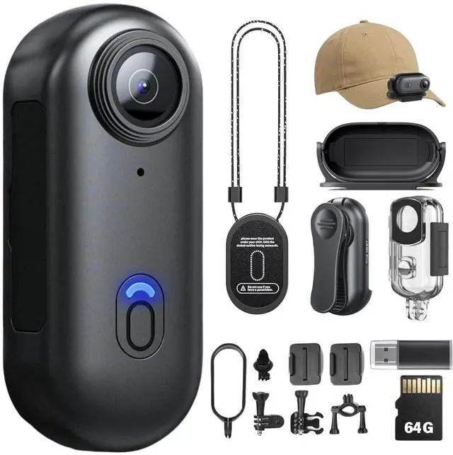 Main image of Body Camera 4K, POV Pro 4K,Wearable Camera with 360°Rotatable Clip & Magnetic Clip,120 Minutes for Recording,Take for Lecture, Traveling,Pet Walking and Outdoors Activities (4K-P-64G)