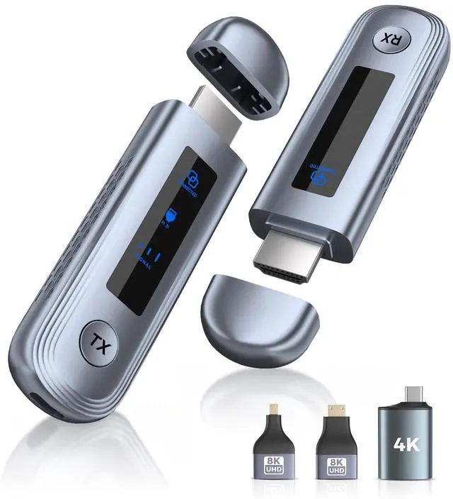 Main image of 4K Wireless Video Transmitter and Receiver, 4K Input & Output,2026 Upgraded LED Display,Plug and Play,Wireless Video Extender,Compatible with PC/Laptop/Camera/HDTV/Projector/TV Box