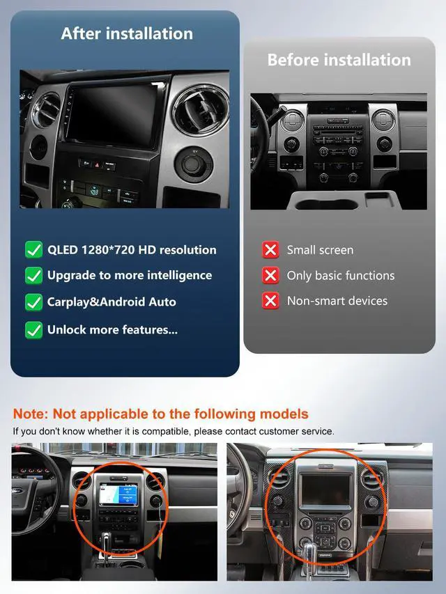 Alt view image 3 of 4 - 5G(WiFi6) Car Stereo for Ford F150 F-150 2009-2012 Android 13 with Wireless CarPlay Android Auto, 9 inch IPS Touchscreen Car Radio Player with 1080P Backup Camera/FM/SWC