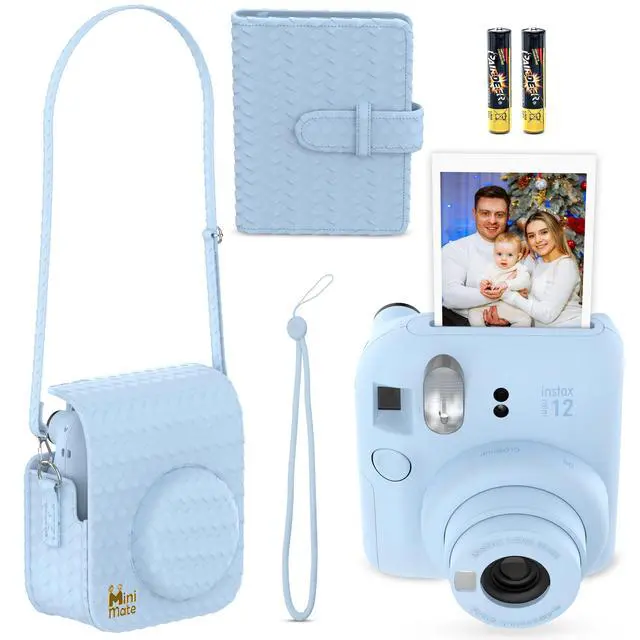 Alt view image 2 of 4 - Instax Mini 12 Instant Camera Pastel Blue + Minimate Custom Designed Case + Fuji Instax Film 10 Sheets & Album