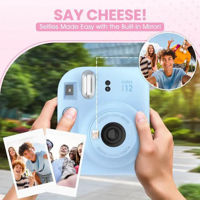 Alt view image 3 of 4 - Instax Mini 12 Instant Camera Pastel Blue + Minimate Custom Designed Case + Fuji Instax Film 10 Sheets & Album