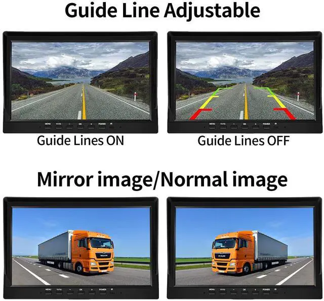 Alt view image 4 of 4 - Wired Backup Camera System with 10.1 IPS Monitor for Truck RV Trailer Bus, Rear View Camera, with Side Front View Camera, 4 Split Screen, Super Waterproof, Night Vision, Easy Installation AHD1080P