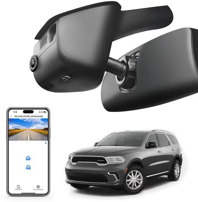 Main image of 4K Dash Cam Custom Fit for Dodge Durango 2016 2017 2018 2019 2020 2021 2022 2023 2024 2025 2026(Model A), GT R/T SRT SXT, Integrated OEM Look, UHD 2160P, WiFi & App,Easy to Install,128GB Card