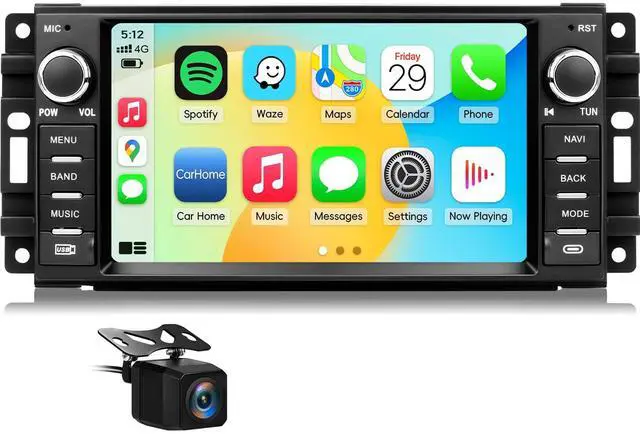 Main image of Car Radio for Jeep Wrangler JK 2007-2018 Dodge Ram 1500 2009-2012 Replacement Upgrade Stereo with CarPlay Android Auto Backup Camera