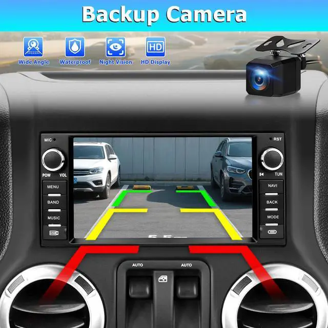 Alt view image 4 of 4 - Car Radio for Jeep Wrangler JK 2007-2018 Dodge Ram 1500 2009-2012 Replacement Upgrade Stereo with CarPlay Android Auto Backup Camera