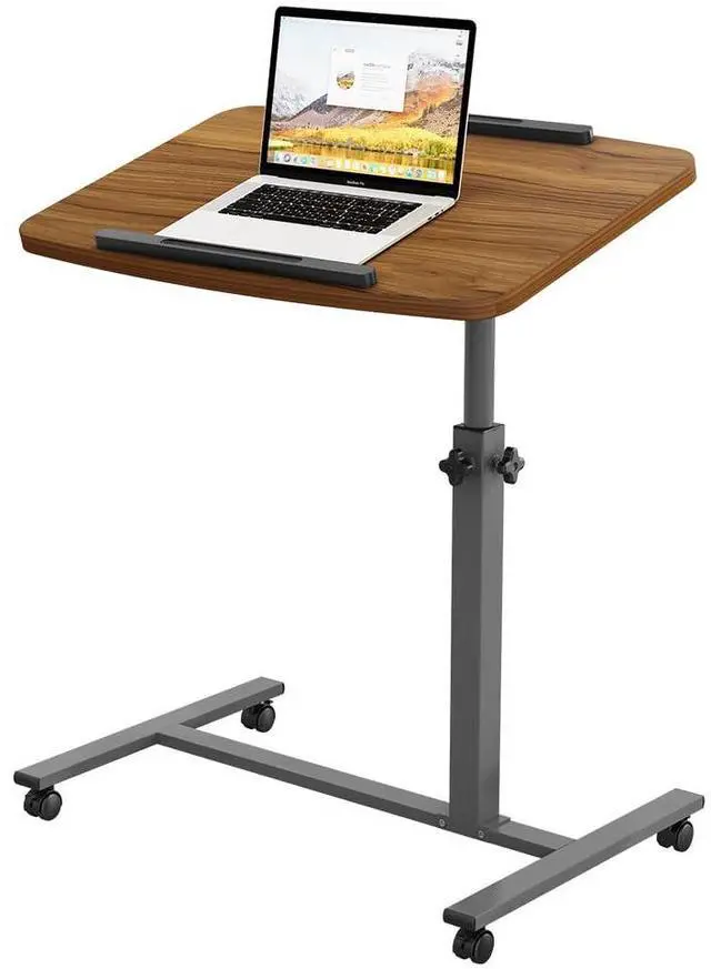 Alt view image 2 of 4 - Laptop Table Mobile Adjustable Height Portable Desk Notebook Swivel PC Computer Rolling Desk with Wheels, Laptop Stand for Couch Bedside Hospital Bed Table
