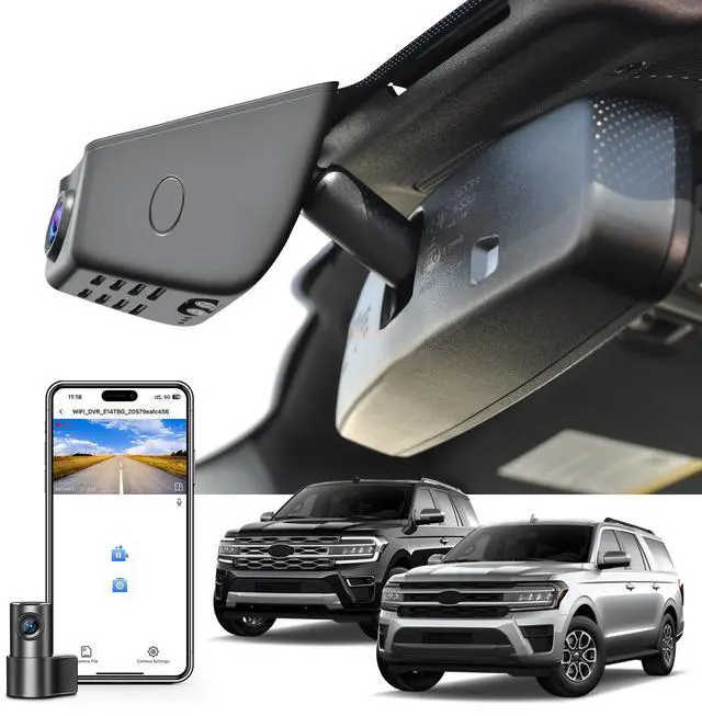 Main image of Front 4K & Rear 1080p Dash Cam Custom fit for Ford Expedtion/Expedtion MAX 2018-2026, XLT Limited Timberline King Ranch Platinum, Integrated OEM Look, UHD 2160P Video, App & WiFi, 128GB Card