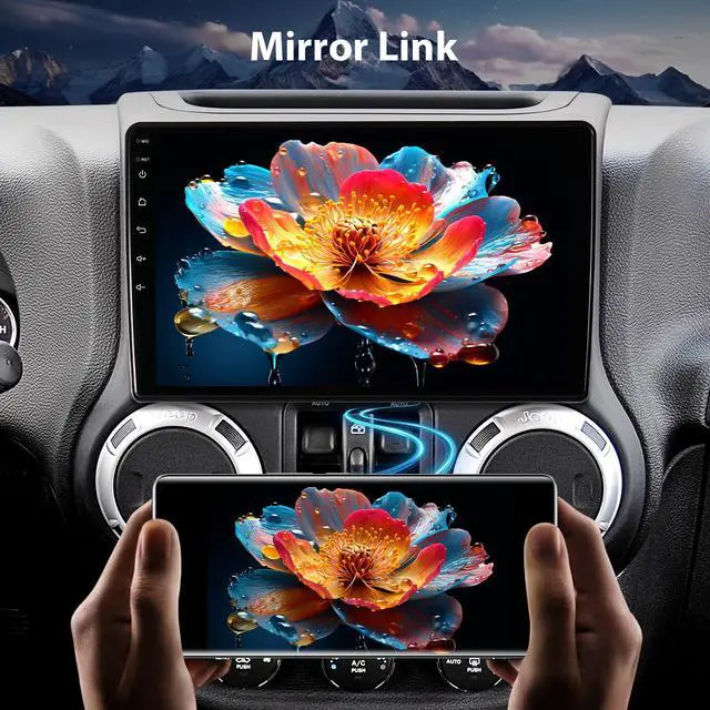 Alt view image 4 of 4 - 64G Car Radio for Jeep Wrangler JK 2007-2018/Compass/Grand Cherokee, 10.2" Touch Screen Plug and Play Android 13 Head Unit with Carplay/Android Auto/1080P Backup Camera/AM & FM