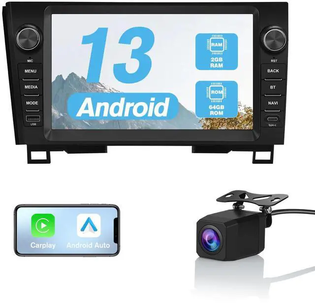 Main image of 9 Inch Car Radio for Toyota Tundra 2007-2013 Sequoia 2008-2018, Android 13 Touch Screen Car Stereo Wireless CarPlay GPS Navigation WiFi BT FM Mirror Link SWC with Reverse Camera 2+64GB
