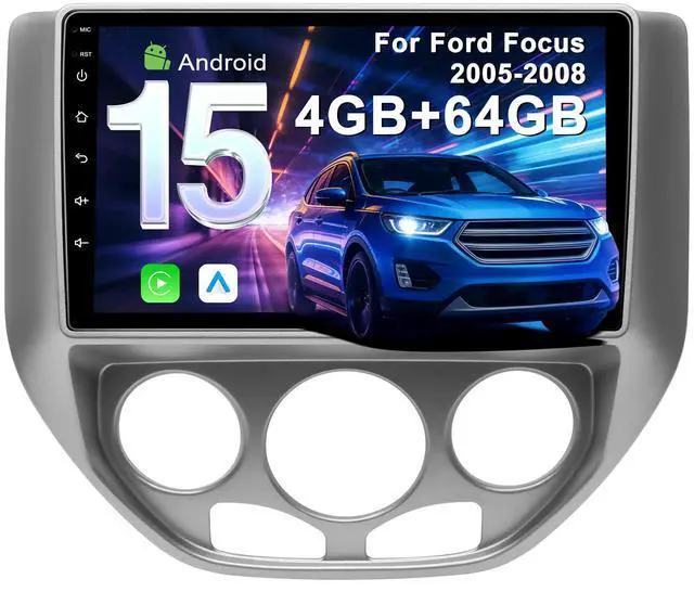 Main image of 4G+64G Car Radio for Ford Focus 2005-2008: Upgrade Android 15 9" Touch Screen Stereo Head Unit Wireless CarPlay Android Auto, BT 5.4, WiFi 6, GPS, FM, RDS, EQ, SWC, 1080P Backup Camera