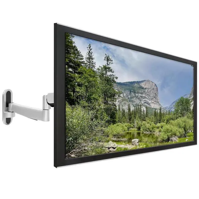 Alt view image 4 of 4 - Full Motion Gas Spring TV Wall Mount for 2555 Inch LED LCD OLED Flat Screen TVs | Height Adjustable 13.5 Articulating Arm | VESA 100x100 to 400x400 | 44 lb Capacity | Single Stud | Silver