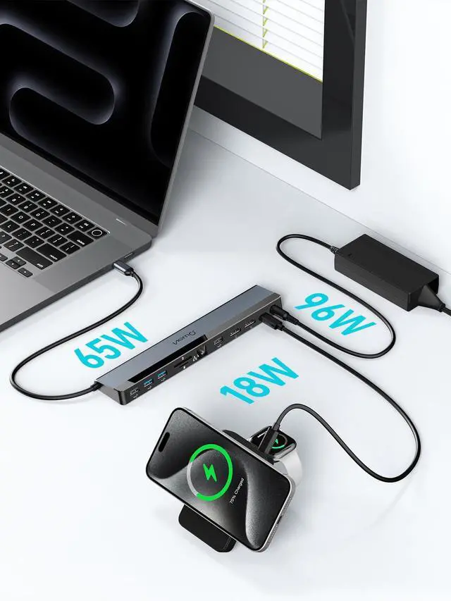 Alt view image 3 of 4 - USB C Docking Station Dual Monitor 4K@60Hz, 12-in-1 Laptop Dock with 2*HDMI, 4*USB, Thunderbolt 3/4 Dock, SD/TF Slot, Ethernet, Audio, 96W Power Adapter, for HP, Lenovo, Dell, ASUS,Surface