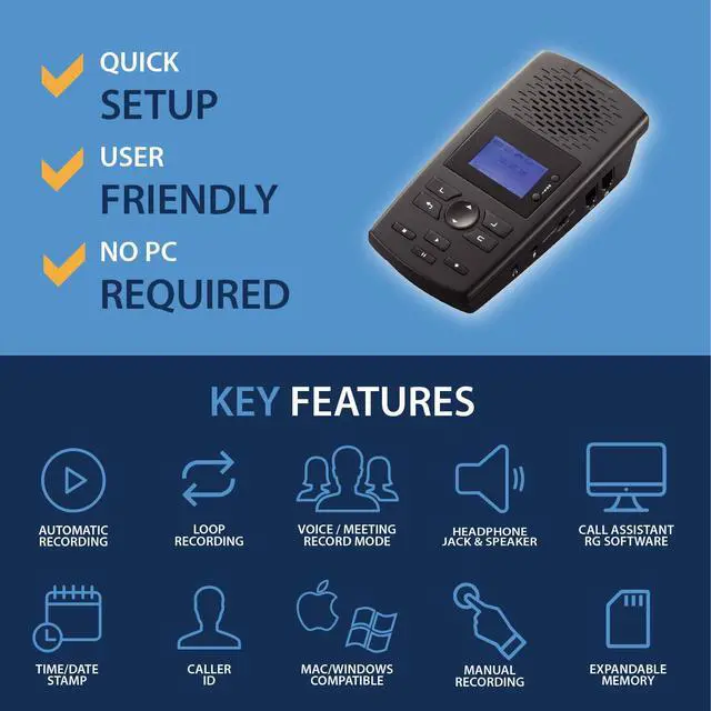 Alt view image 2 of 4 - TR600 Landline Phone Call Recorder for Analog/IP/Digital Lines, Automatic Telephone Recording Device - 16GB