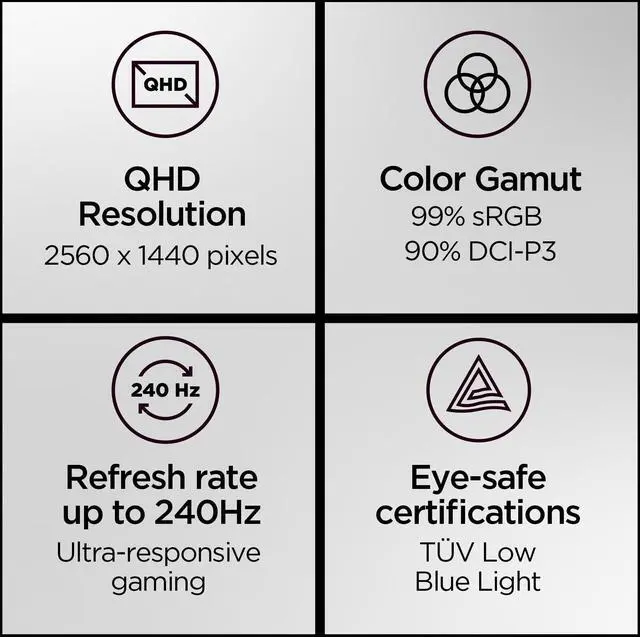 Alt view image 2 of 4 - Legion 27QD-10 Gaming Monitor - 27" QHD IPS Display - 240Hz Refresh Rate - 0.5 ms MPRT - 99% sRGB - AMD FreeSync Premium - Ergonomic Stand