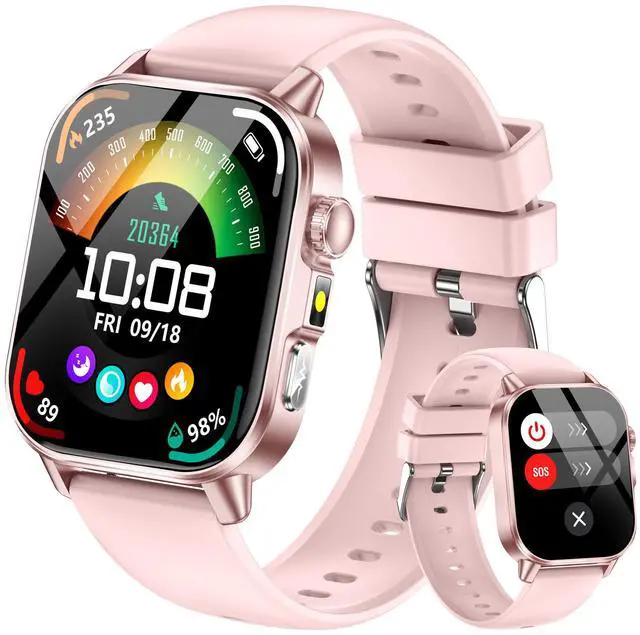 Main image of Smart Watch for Men Women, Health Fitness Tracker with 24/7 Heart Rate Blood Oxygen Blood Pressure Sleep Tracking, Bluetooth Calls, 450mAh Battery, IP68 Waterproof Activity Tracker (Pink)