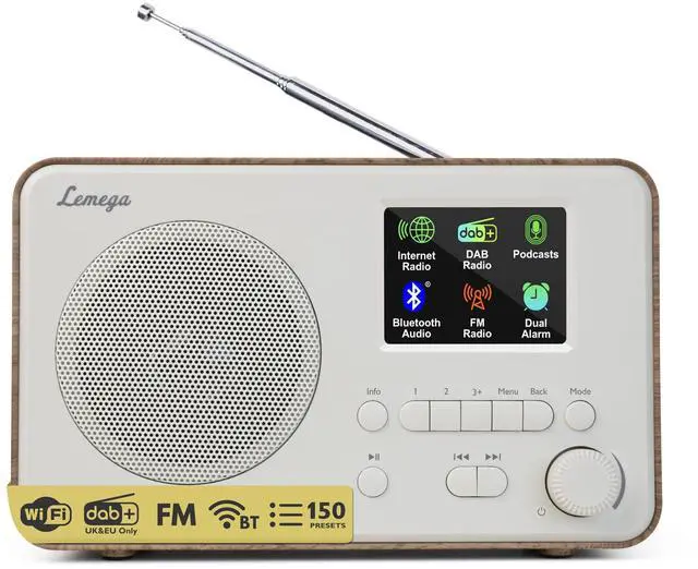 Main image of IR1S Internet Radio with Podcasts & Bluetooth FM Radio, 150 Presets, Alarm Clock Radio, Compact Kitchen Radio with Full Colour Display, Mains or AA Battery Powered
