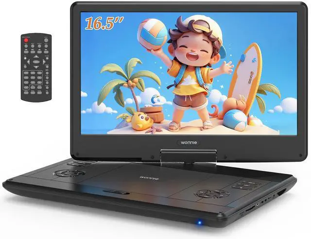 Main image of 16.5" Portable DVD Player with 14.1" Large HD Swivel Screen, 6 Hours Rechargeable Battery, DVD Player Portable Support MP4, MKV Video & USB/SD Card/Sync TV, High Volume Speaker, All Regions