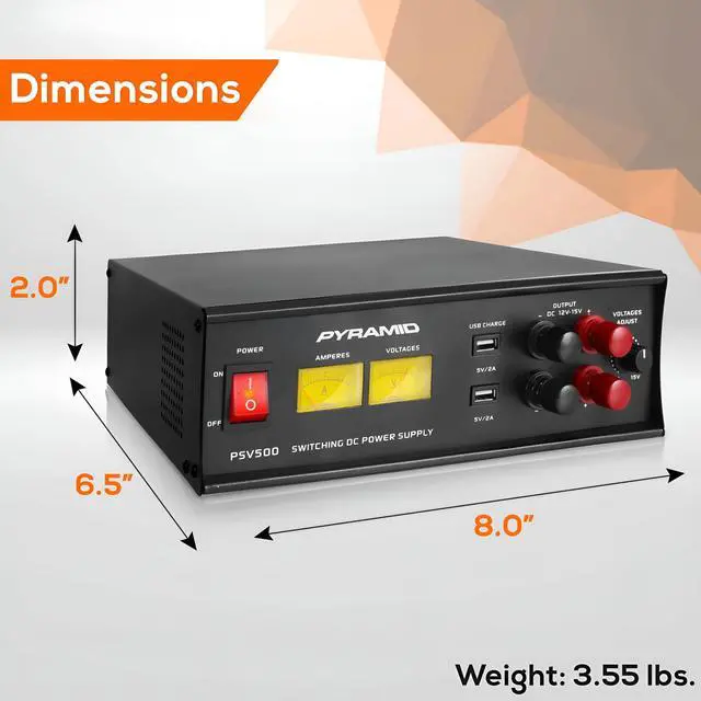 Alt view image 3 of 4 - Universal Compact Bench Power Supply 50 Amp Variable Linear Regulated AC to DC Converter with Adjustable DC Voltage, Amperage Gauge, Volt Meter, USB Ports, AC to DC Converter 110V to 12V