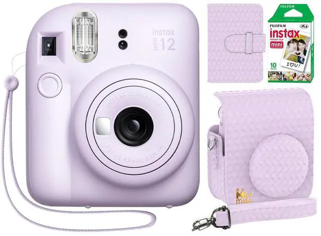 Main image of Instax Mini 12 Instant Camera Lilac Purple + Minimate Custom Designed Case + Fuji Instax Film 10 Sheets & Photo Album
