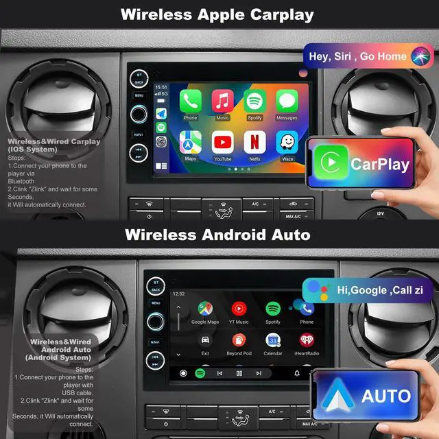 Alt view image 3 of 4 - 5GWiFi Upgrade Radio for Ford F150 2004-2008, F350 F250 2006-2016, Expedition 2007-2014, Explorer 2006-2010 E150/E250 Fusion Taurus 7"Touch Screen Stereo Wireless Carplay Android Auto GPS FM BT Camera