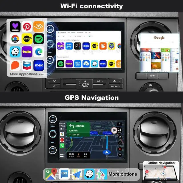 Alt view image 4 of 4 - 5GWiFi Upgrade Radio for Ford F150 2004-2008, F350 F250 2006-2016, Expedition 2007-2014, Explorer 2006-2010 E150/E250 Fusion Taurus 7"Touch Screen Stereo Wireless Carplay Android Auto GPS FM BT Camera