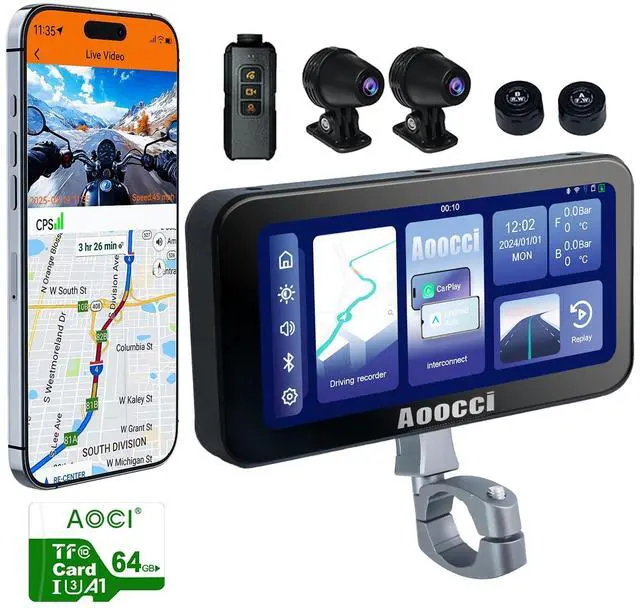 Main image of C6 PRO Motorcycle Dash Cam Front and Rear, Motorcycle CarPlay, 1080P Dual Dash Motorbike Camera with Apple CarPlay and Android Auto, GPS & Emergency Lock, 140° Wide Angle, IP67 Waterproof