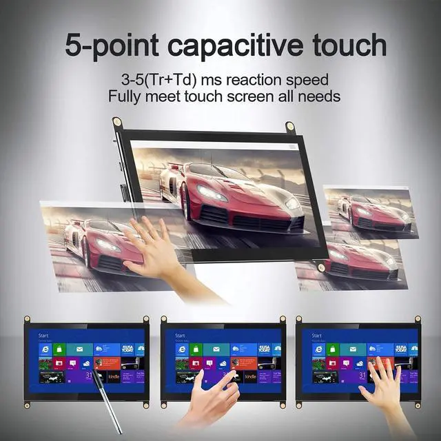 Alt view image 2 of 4 - 7 Inch Raspberry Pi Screen Touchscreen Monitor 1024x600 HDMI Monitor 16:9 IPS Screen Display for Raspberry Pi 5/4/3/2/Zero/B/B+ Win10/8/7, Free-Driver