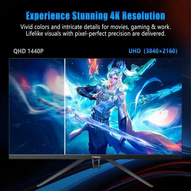 Alt view image 2 of 4 - 28 Inch 4K UHD Gaming Monitor 144Hz 1ms,IPS Monitor with HDR400, 100% sRGB, AMD FreeSync/G-Sync,PC Monitor for Gaming,Office,Type-C/HDMI/USB,Built-in Speaker,VESA Mount, Bluelight Filter
