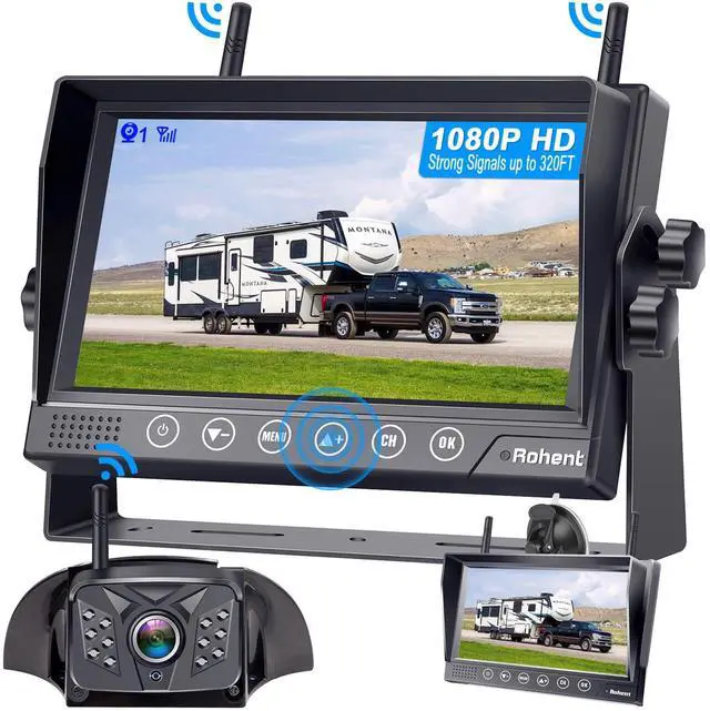 Main image of RV Backup Camera Wireless HD 1080P Waterproof Dual Antennas Digital Signals Rear View System for Trailers Trucks Motorhomes 4 Channels 7'' Touch Key DVR Monitoring Night Vision R12