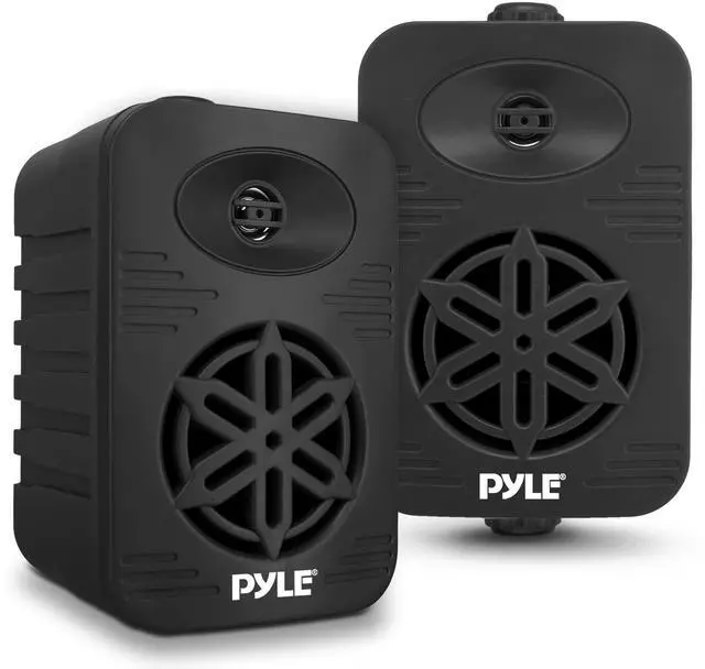 Main image of Indoor Outdoor Speakers Pair - 300 Watt Dual Waterproof 4 2-Way Full Range Speaker System w/ 1/2 High Compliance Polymer Tweeter - in-Home, Boat, Marine, Deck, Patio, Poolside - PDWR45BK