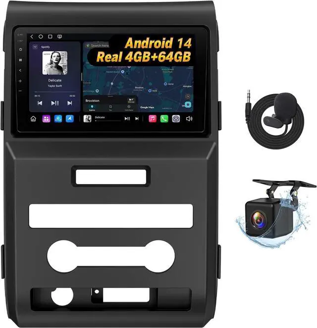 Main image of 9 Car Stereo 4+64Gfor Ford F150 (2009-2014), Android 14 Wireless CarPlay & Android Auto, Bluetooth 5.4, Touch Screen GPS Navigation, Backup Camera Support,WiFi - FDF1X7A