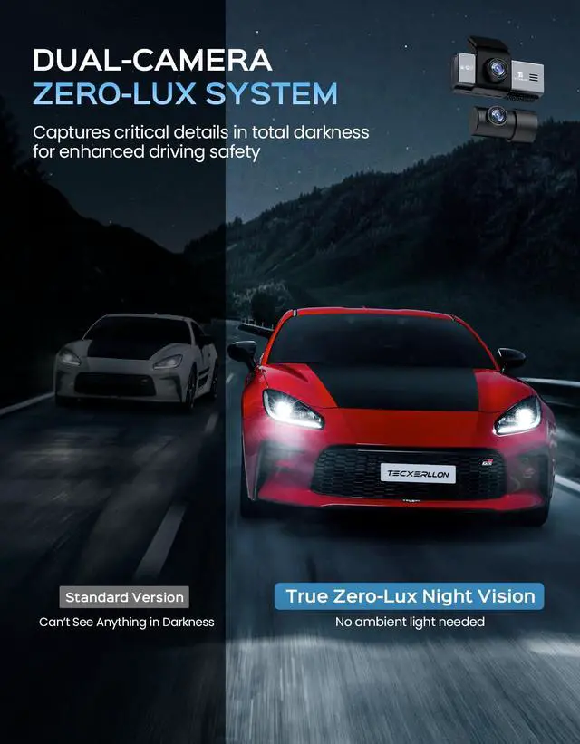 Alt view image 4 of 4 - 4K Dash Cam Front and Rear with ADAS Assist, Free 128GB Card Included, Built-in GPS & 5G WiFi, G-Sensor, Dash Camera with No-Light Night Vision,170°/150° Wide View, 24H Parking Mode