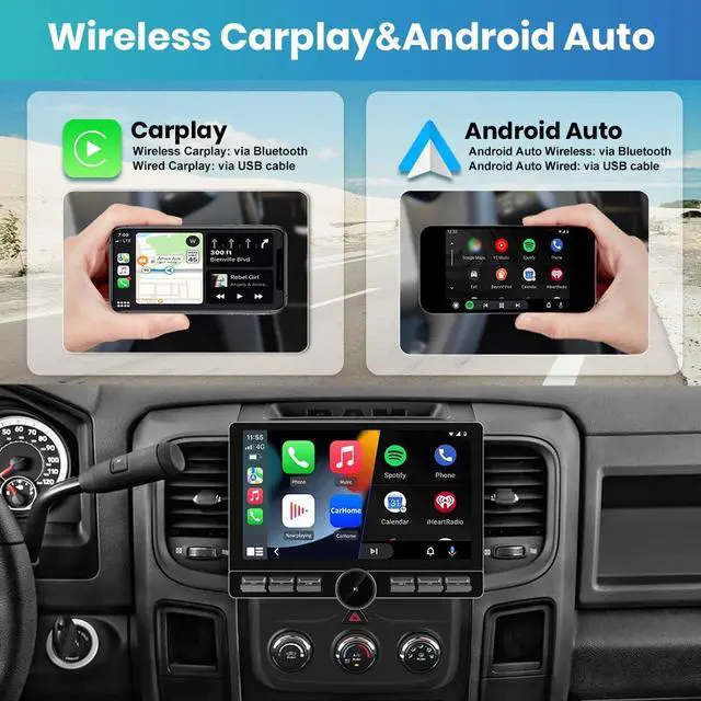 Alt view image 3 of 4 - Car Stereo for Dodge RAM 1500 2500 3500 2013-2019 (Manual AC Only), 10.6" Touch Screen Radio Upgrade, CarPlay & Android Auto, 4G/WiFi, 8 Core + 64GB ROM, GPS, Bluetooth, Backup Camera, SWC