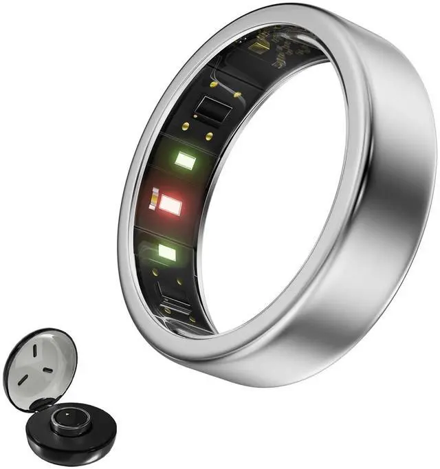 Main image of Smart Ring, Titanium Health & Fitness Tracker with Sleep, Heart Rate & SPO Monitoring, Ultra-Light, 46 Day Battery, No Subscription, for Women & Men (Silver 8