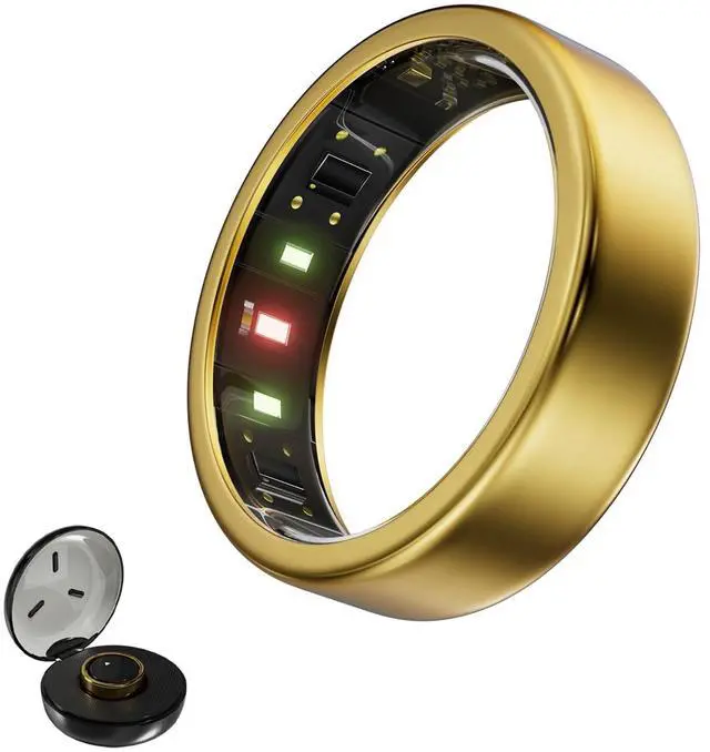 Main image of Smart Ring, Titanium Health & Fitness Tracker with Sleep, Heart Rate & SpO2 Monitoring, Ultra-Light, 4-6 Day Battery, No Subscription, for Women & Men, Gold, Size 9