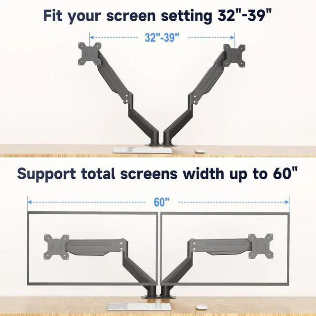 Alt view image 4 of 4 - Monitor Laptop Mount Stand, 2 in 1 Function Dual Monitor Arms Desk Mount for 13"-18" Notebook and 17"-32" Monitor with Laptop Tray,Holds up to 22lbs