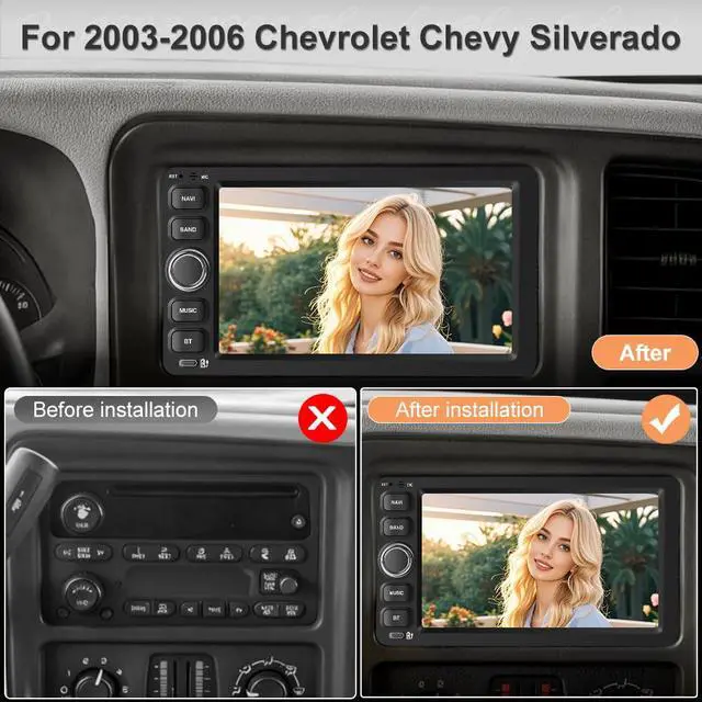Alt view image 2 of 4 - Android 13 Car Radio Stereo for Chevrolet Chevy Silverado Impala Tahoe GMC Sierra Yukon 2003 2004 2005 2006 with 2G RAM 64G ROM Backup Camera Wireless Carplay Android Auto GPS FM Bluetooth