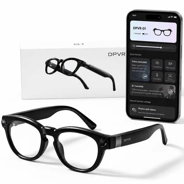 Main image of AI Smart Glasses with Camera and Bluetooth 8MP HD Camera Glasses for Men & Women, Video Recording Glasses with Voice Assistant, 144-Language Real-Time Translation, for Travel, Work, Music, Vlog